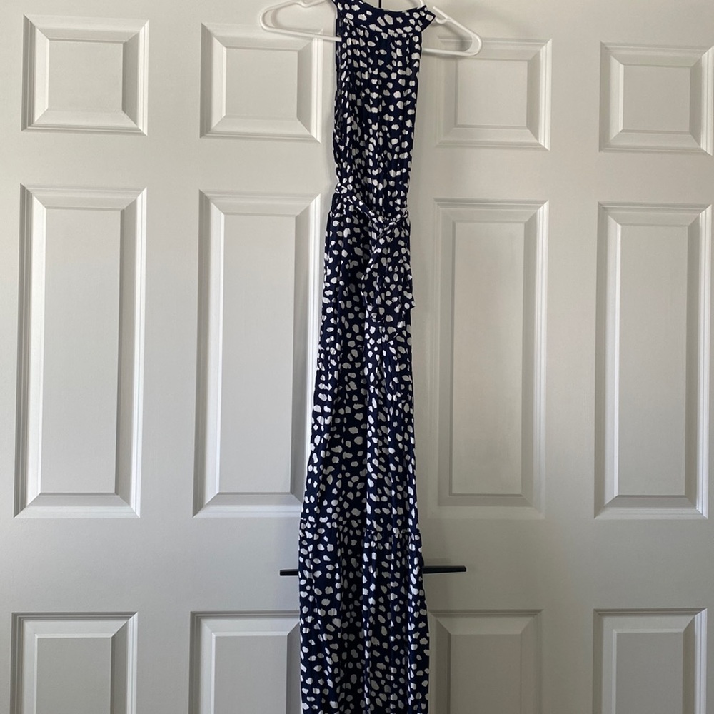 Women’s Navy blue and white maxi dress size medium
